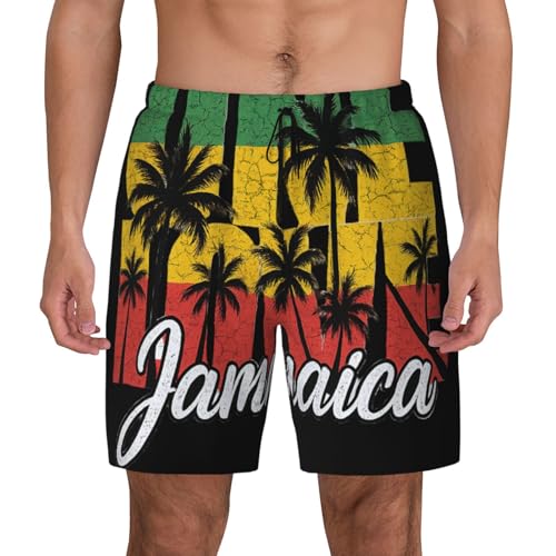 Pantalones cortos de natación para surf y fitness casual con estampado Jamaica
