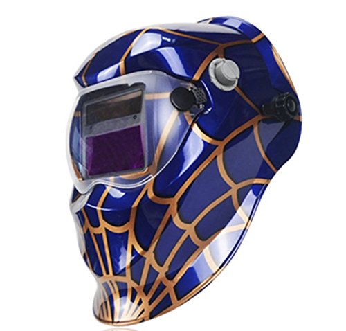 YOBEKETO Solar Auto Darkening Solar Welding Helmet Arc Tig Mig Mask Weld Welder Lens Grinding Mask with Adjustable Shade Range (Blue)