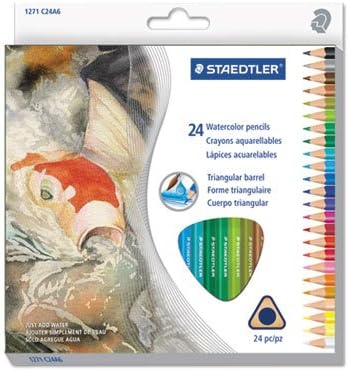 Staedtler Triangular Watercolor Pencil Set, 24 Assorted Colors (STD1271C24A6)