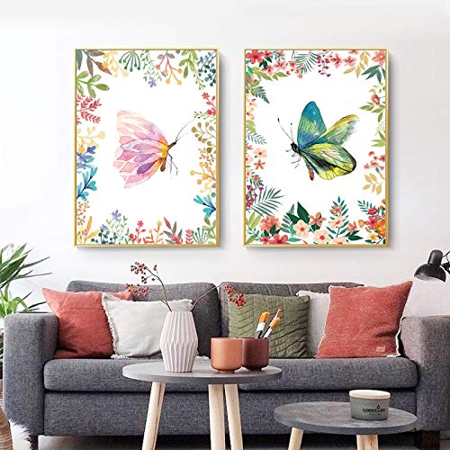 Peinture toile fleur colorée pour embellir un salon terne poster nordique 40x60cm
