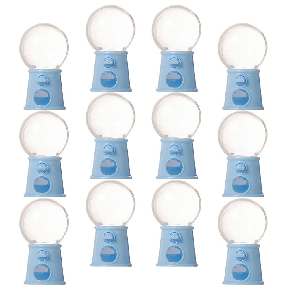 Mini Candy Machine 12Pcs Mini Candy Dispenser Kids Plastic Gumball Machines Funny Grabbing Catcher Machines for Novelty Birthday Party Favor, Blue Candy Favor Containers