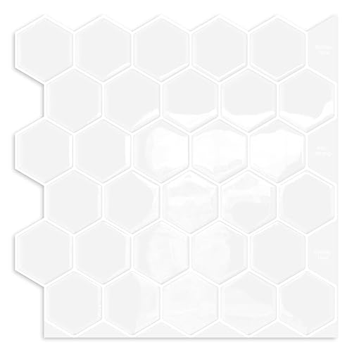10-Sheet Hexagon Peel and Stick Kitchen Backsplash Tiles,Honeycomb Waterproof Self-Adhesive
