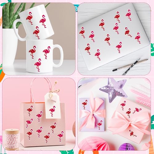 Image of Summer Glitter Flamingo Sticker - 1000 Pcs Waterproof Self Adhesive Sparkle Bird Decals Bright Printing for Laptop Water Bottle Scrapbook Suitcase Party Favor DIY Craft Gift Wrapping