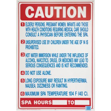 Hy-Ko Products 20415 - "Caution SPA Users (California)" Heavy Duty Plastic Sign 27 in x 19 in White/Blue/White/Red, 1 Each