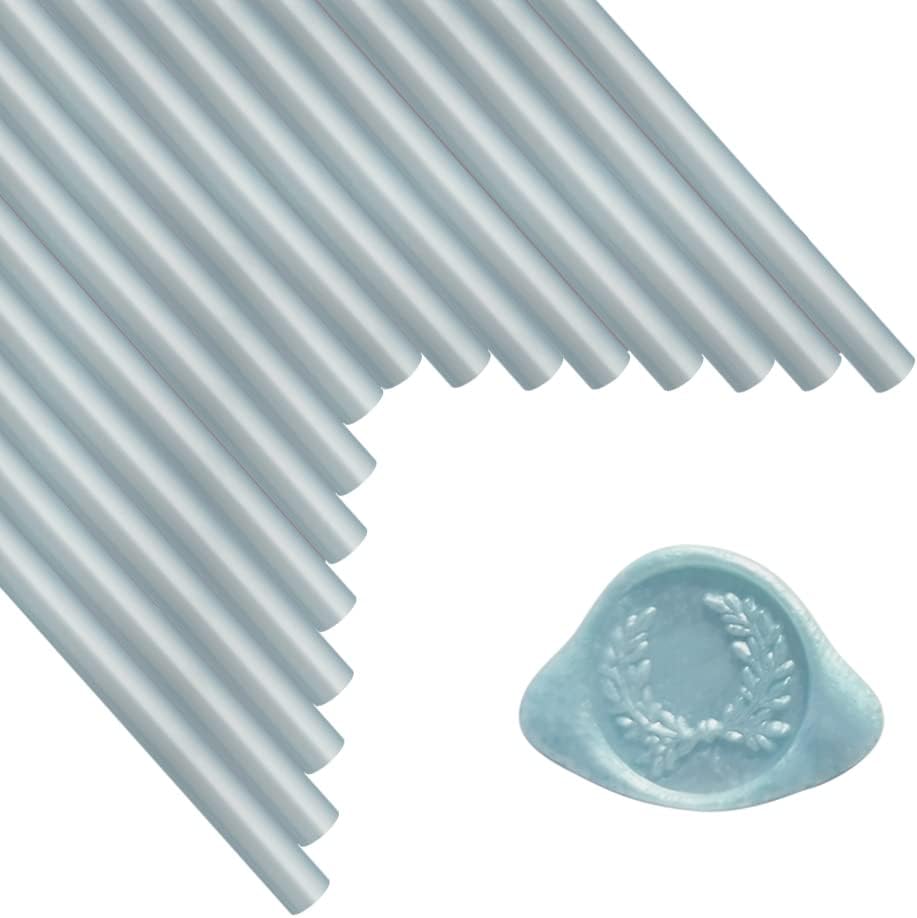 Wax Seal Sticks, ANBOSE 16 Pieces Glue Gun Sealing Wax Sticks for Wax Seal Stamp, Light Blue Wax Seal Stick for 0.44 Inch Glue Gun, for Wedding Invitations, Cards, Envelopes