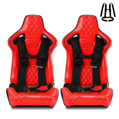 ModifyStreet 2 X Universal H-Style Racing Seat Belt black 3" STRAPS 4-Point Harness pair