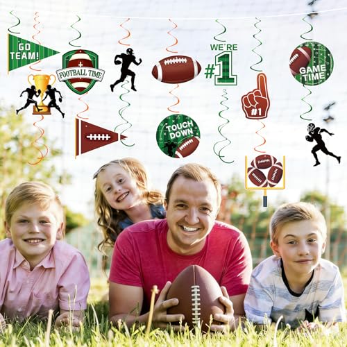 Image of 54Pcs Football Hanging Swirls Party Decorations Football Streamers Birthday Party Banner Garland for Sports Theme Game Day Decorations Tailgate Party Supplies