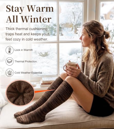 Image of Warm Thermal Boot Socks for Women - Knee High, Winter, Running, Hiking, Gifts - Thick Socks for Cold Weather