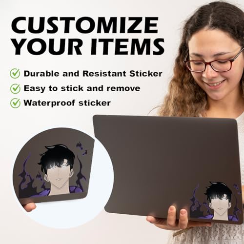 Image of Solo Leveling Peeker Anime Manga Decal Water Resistant Sticker Indoor Use Ideal for Laptop Window (Manga Jin)