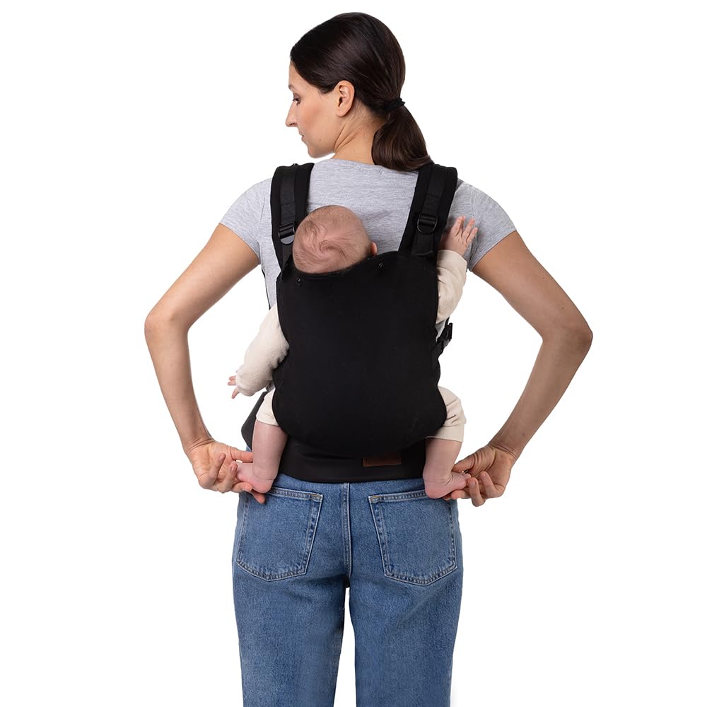 Marsupio MoMi COLLET per bambini di 3-48 mesi (peso 4-20 kg), 2 posizioni di sostegno con 6 punti di regolazione, con cappuccio e poggiatesta per il bambino