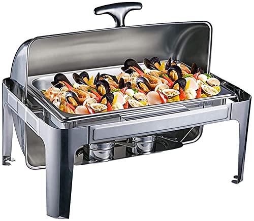 ywewsq 9L Roll Top Chafing Dish, rechteckige Chafer- und Buffetwärmer aus Edelstahl in voller Größe mit Speisenschale…