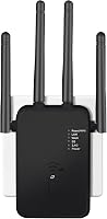 Qwdqwd WiFi Jelerősítő 1200 Mbps Dual Band 4 Antennával, Vezeték Nélküli Repeater Router Access Point Fekete 1