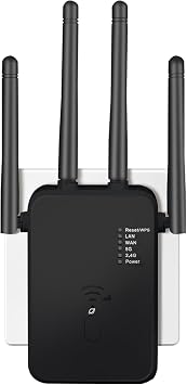 WLAN Verstärker RepeaterWLAN-ExtenderWiFi Verstärker/WiFi Booster mit Repeater/Router/Access-Point-Modus1-Tasten-EinrichtungLAN/WAN-PortKompatibel mit Allen Geräten(Schwarz)