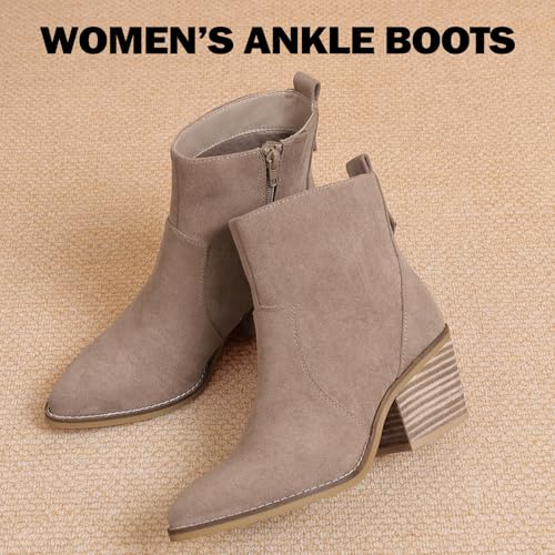 Women's Ankle Boots Low Chunky Heeled Booties Casual Comfortable Fall Winter Pointed Closed Toe Short Boots for Women.2