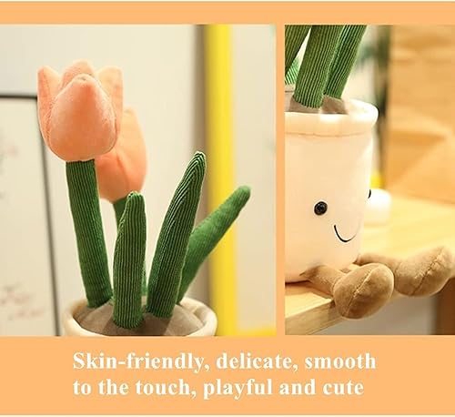 Miniatura 2 de Peluche de tulipán rosa, almohada de flores de 13.7 pulgadas y animal de peluche, peluche de plantas para decoración de habitación de la naturaleza
