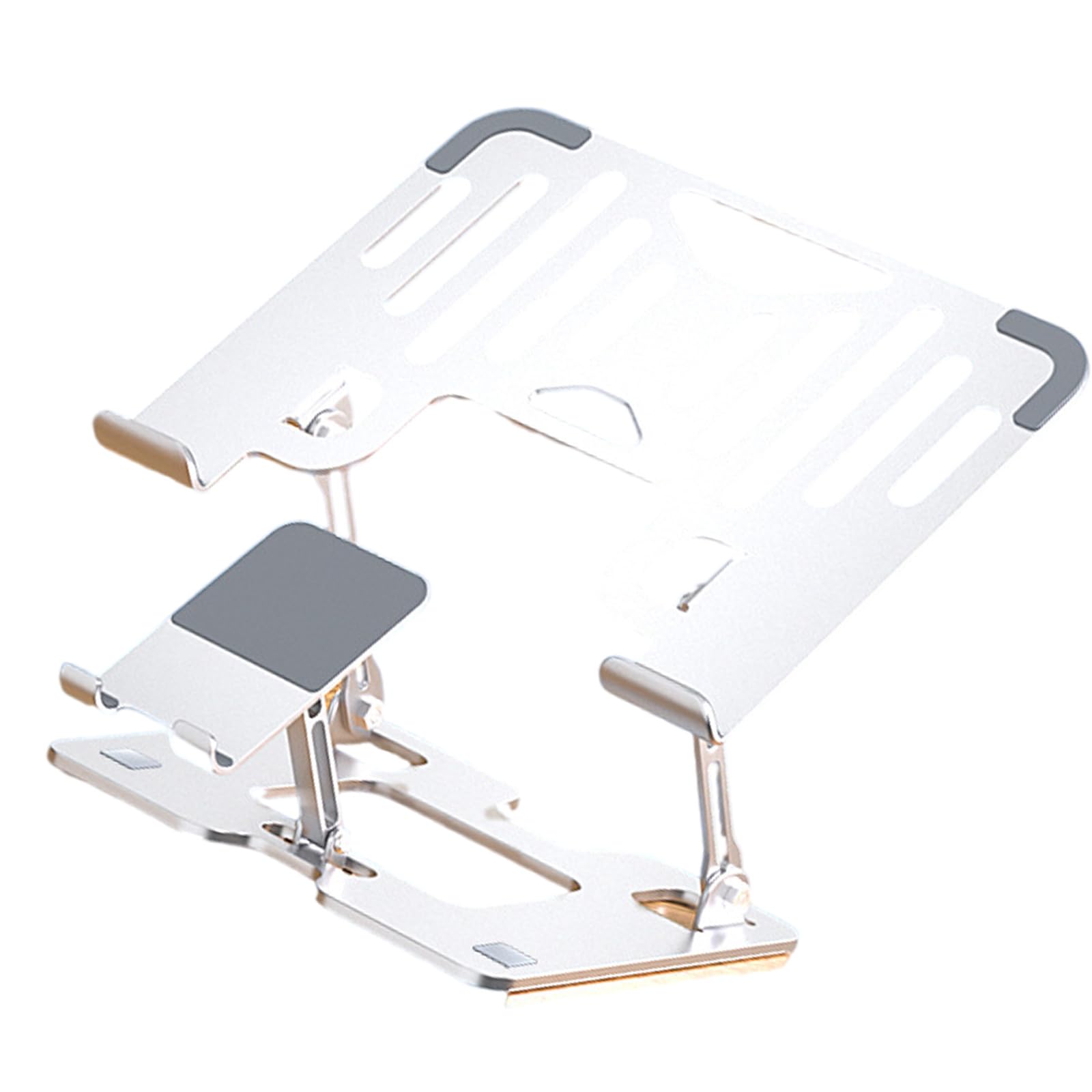 Supporto per laptop in lega di acciaio regolabile in altezza Base ventilata pieghevole imbottitura in silicone antiscivolo Ampia compatibilità Regolazione ergonomica Supporto per laptop
