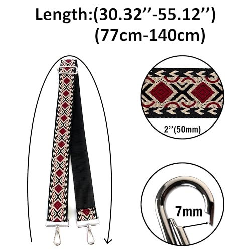 Image of Purse Strap Replacement for Crossbody Bags & Handbags | Premium Webbing with Silver Hardware Clip-On Installation Adjustable Length Comfortable Wide Guitar Style Strap