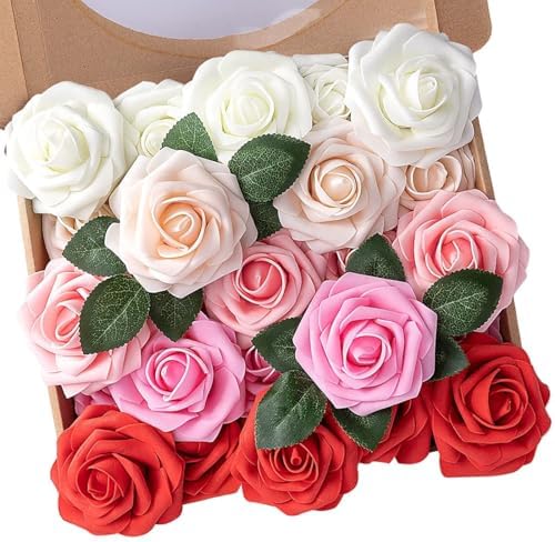 N&T NIETING Artificial Flowers 25pcs Real Looking Artificial Rose...