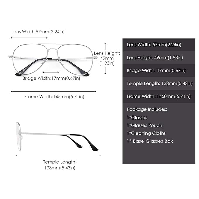 Image of Roshfort Unisex Aviator Blueray Block Uv Protected blue cut Computer Glasses spectacles Frame