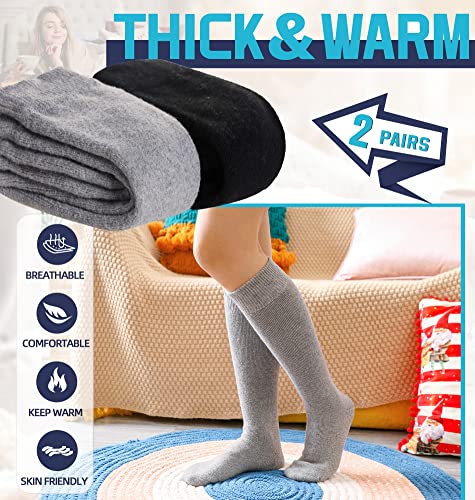 DoSmart Womens Winter Warm Knee High Socks Ladies Wool Cozy Thick Hiking Skiing Comfy Thermal Boot Long Socks 2 Pairs2