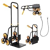 SmarketBuy Stair Climber Hand Truck, 2 in 1 Heavy-Duty Stair Climbing Hand Truck 330 Lbs Capacity, Foldable Trolley Cart with 6 Wheels and Rope for for Home, Office or Shopping Use