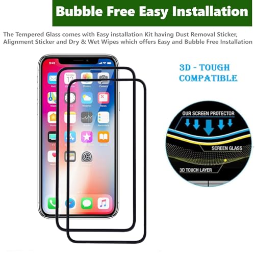 Image of Tempered Glass Screen Protector for iPhone 11 Pro /iPhone X /iPhone XS (5.8 Inch) | Pack of 2 | 9H Hardness | Edge-to-Edge Full Coverage | Anti-Scratch | HD Clear Bubble-Free