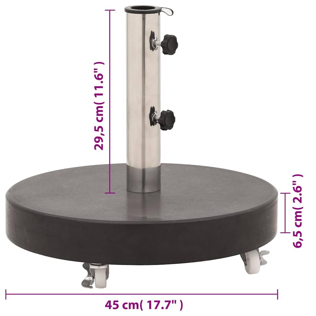 Tomostar Pied de Parasol avec roulettes, Support Socle de Parasol Base de Lestage Granite 30 kg Rond Noir