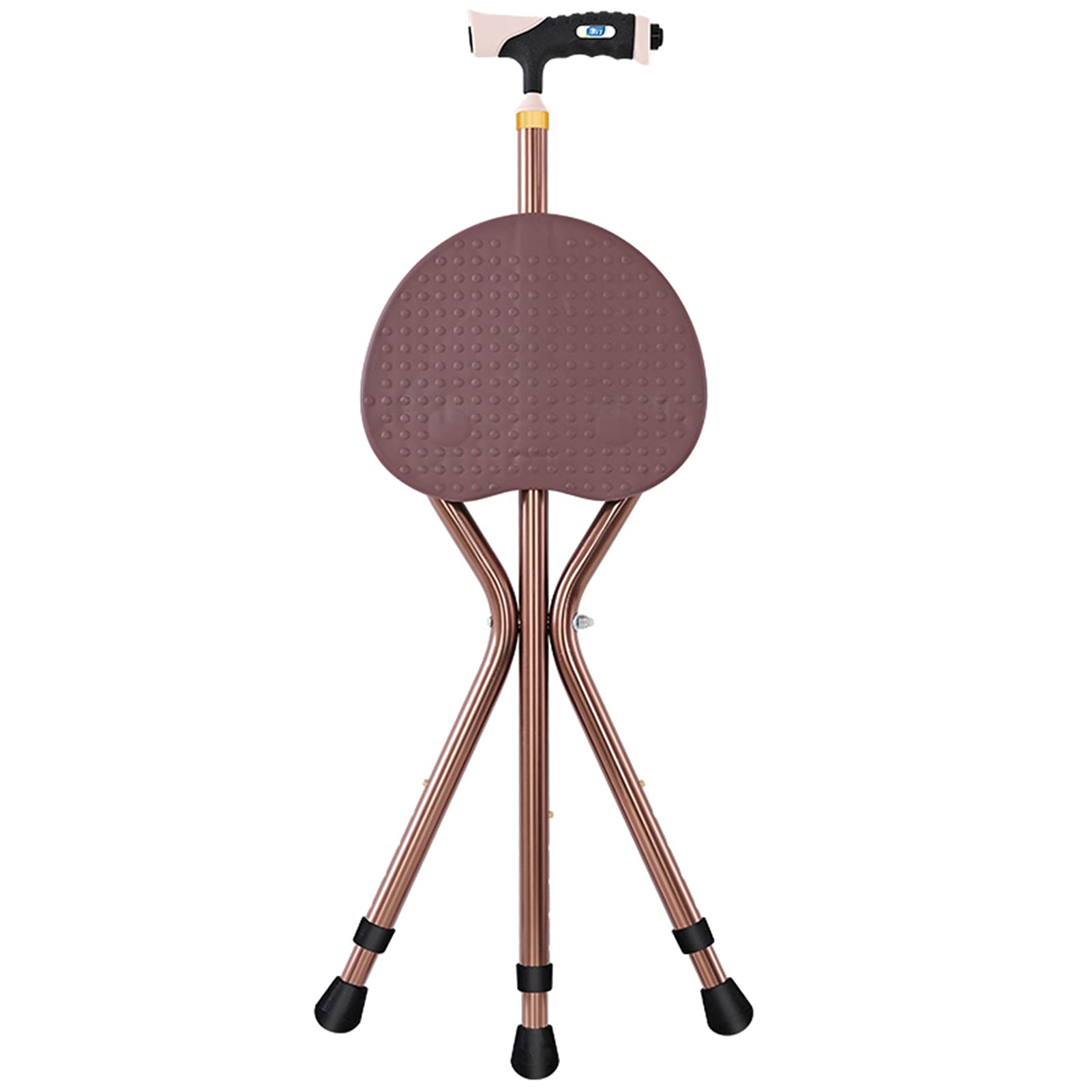 Bastones para Caminar para Mujeres y Hombres, bastón de Altura Ajustable con luz LED y Asiento, Mango de Agarre ergonómico, Antideslizante, Equilibrio, cómodo (Color : Brown)