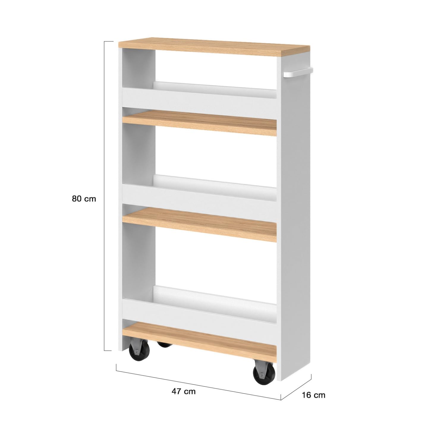 IDMarket - Desserte de cuisine gain de place HAGA chariot de rangement à étages blanc et façon hêtre