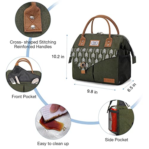 Lekesky Insulated Lunch Bag Portable Lunch Box For Office Work Picnic Beach Workout Reusable Tote Lunch Bag Organizer For Women Adult, Green #TOP4