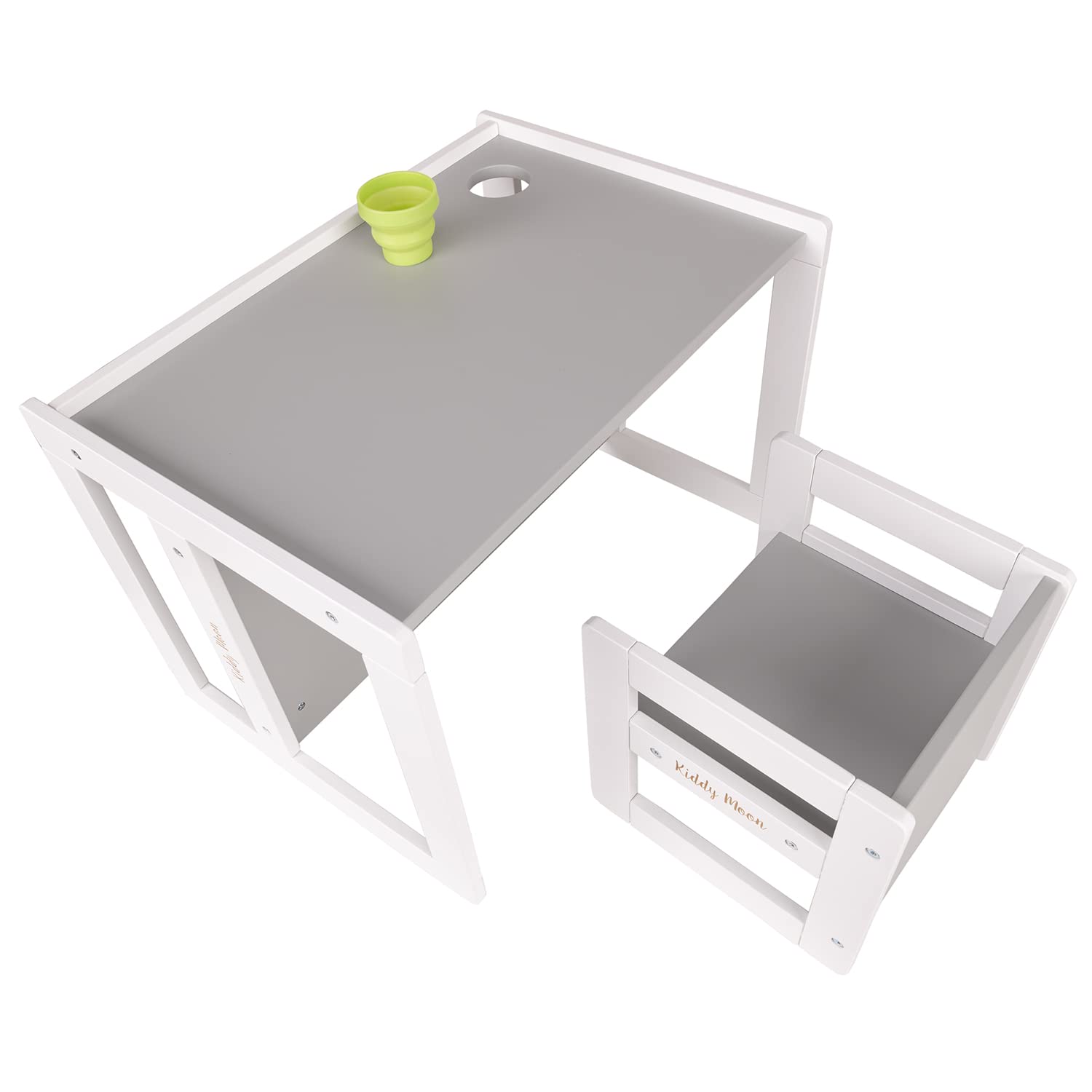 Table Et Chaise Enfant KiddyMoon - Bureau Petit Gris - Pour Jeu Et Apprentissage