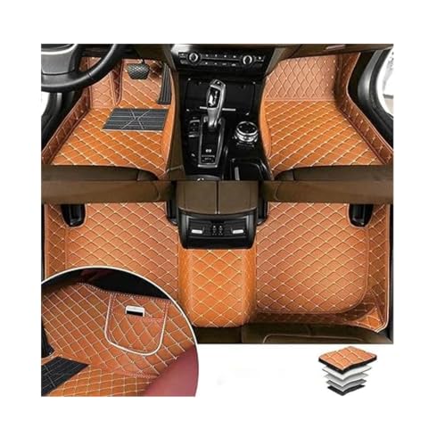 Image of 7D Premium Leatherette Car Foot Mat for Mini Cooper 2 Door | Luxurious & Elegant Look | 100% Waterproof and Dust Proof | Custom Fitted 7D Car Floor Tray Mat - Tan