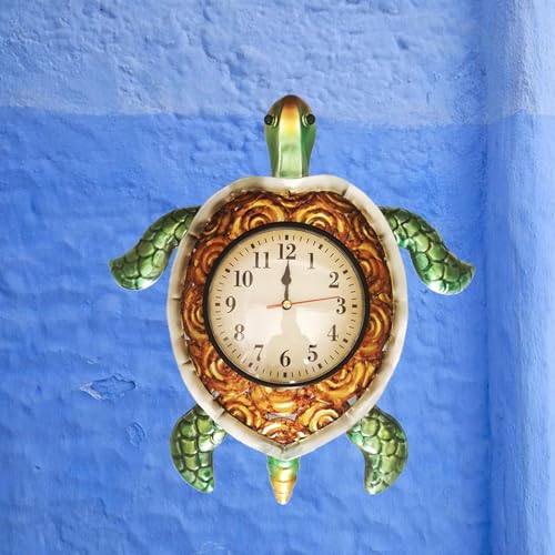 Horloge murale tortue bleu sarcelle décorative TXYS pour la maison - 4