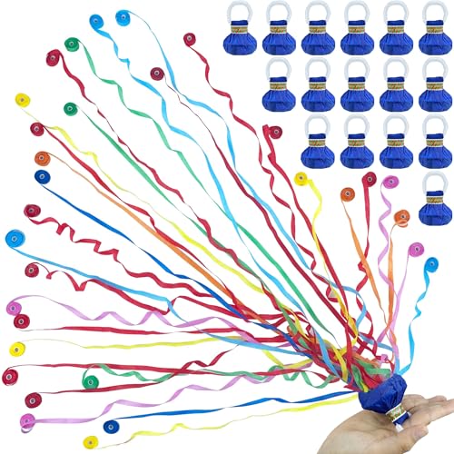 16 Pack Colorful Streamers Poppers Party Poppers Hand Throw Streamers for Birthday Wedding Graduation Engagement Retirement Party Supplies