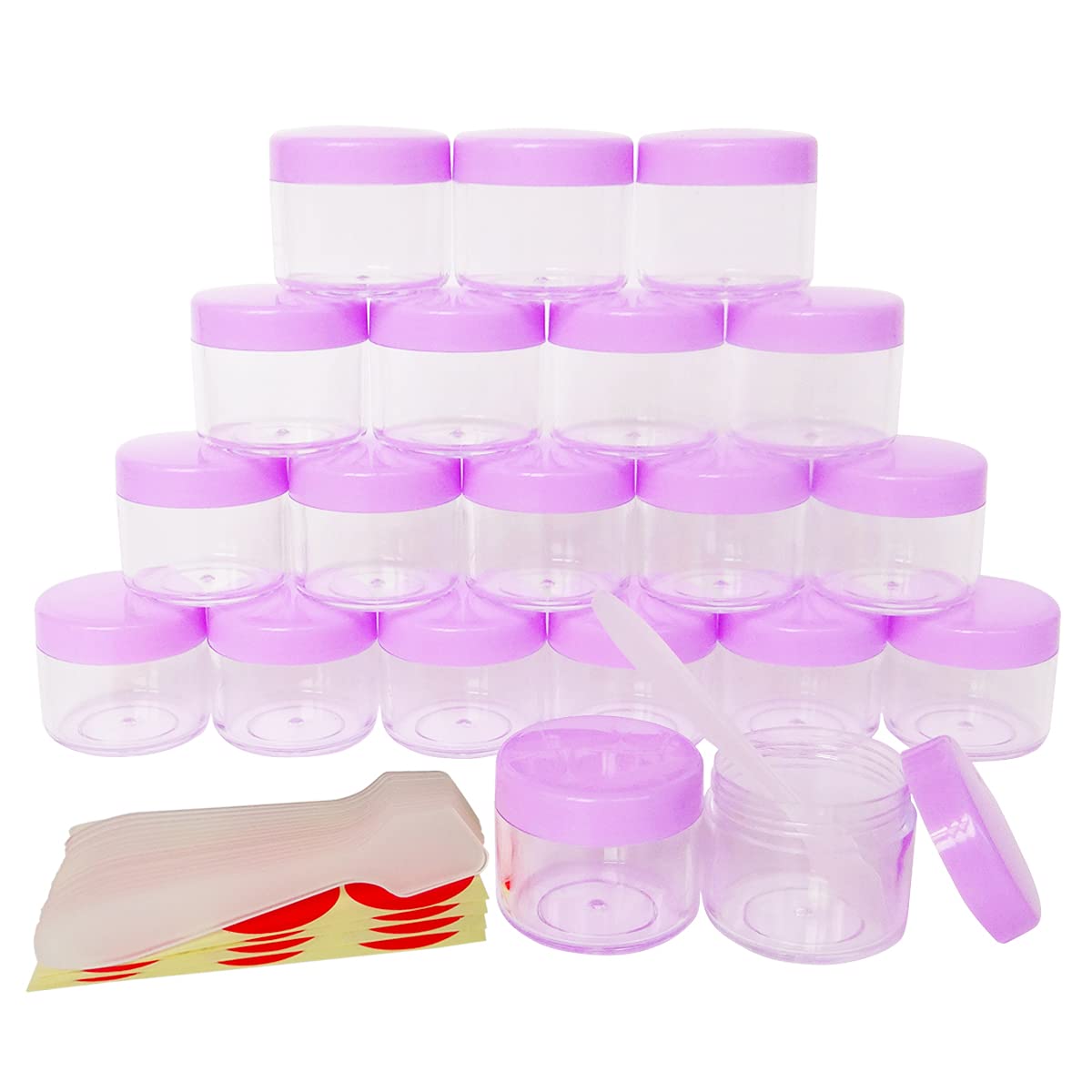 Wopanxye 20 piece 20ml Small Sample Jars, 20 Gram Empty Refillable Cosmetic Container, Plastic Round Pot Screw Cap Lid