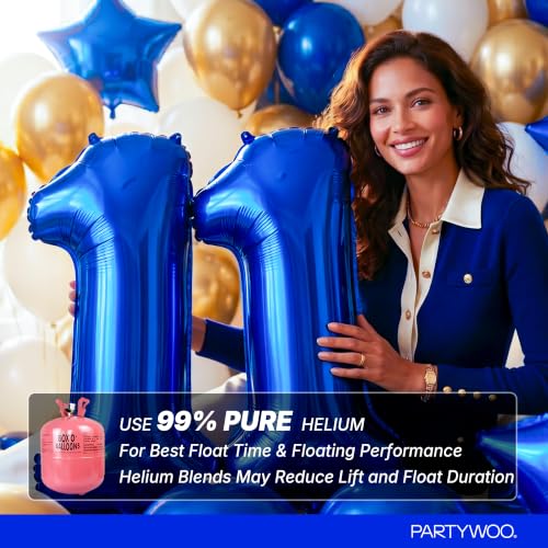 Image of PartyWoo Royal Blue Number 1 Balloon 40 Inch 25pcs Blue Star White Gold