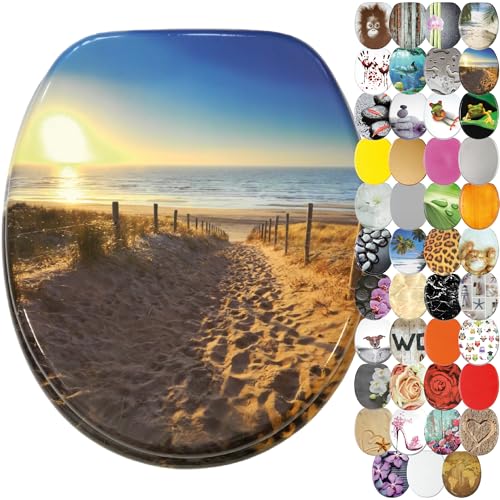 Sanilo WC Sitz ohne Absenkautomatik, viele neue Toilettendeckel zur Auswahl, hochwertige Oberfläche, stabile Scharniere, leichte Montage, Düne