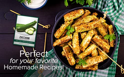 Zucchini Seeds For Planting - Black Beauty Green Heirloom, Non-Gmo Vegetable Summer Squash Variety- 3 Grams Seeds Great For Summer Garden By Gardeners Basics #TOP1