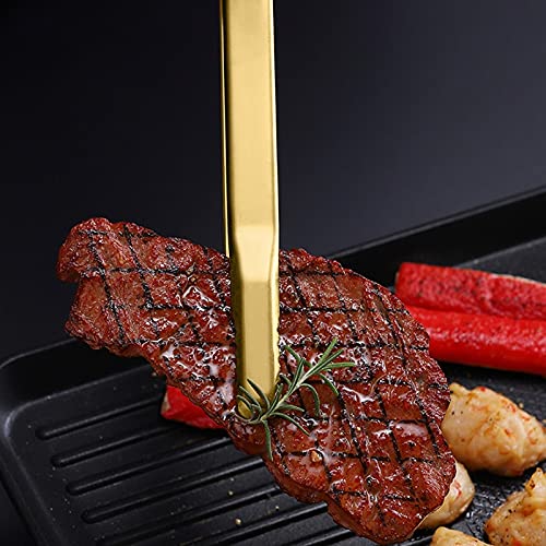 Pinze da Cucina 1pc Pinze per Alimenti in Acciaio Inossidabile Dorato Pinze da Portata Antiscivolo per Barbecue Carne Insalata Pane Accessori da Cucina Cottura
