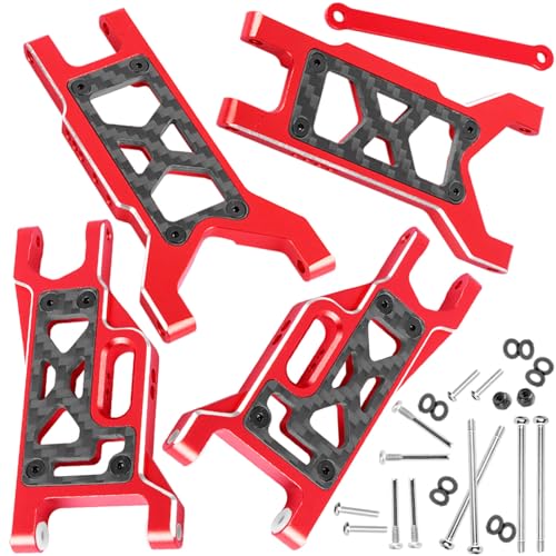 BRCatWPark Aluminum Suspension A Arms Upgrades Part for 1/10 Slash 2WD (VXL),RC Front Rear Suspension Arms A-Arms w/Tie Bar Hops up,Red