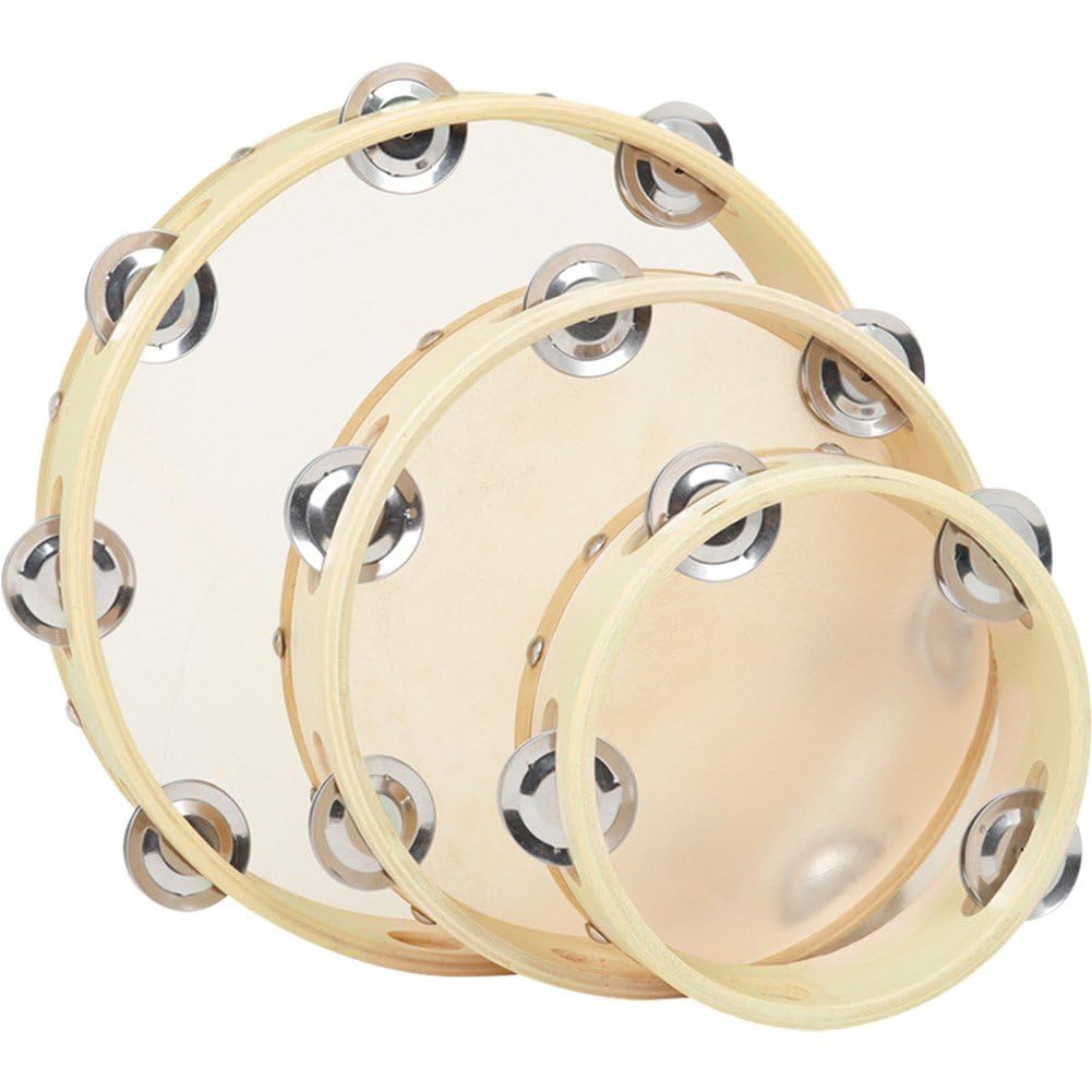 Tambourin 3 pièces en bois le cadeau idéal pour l'éveil musical des enfants