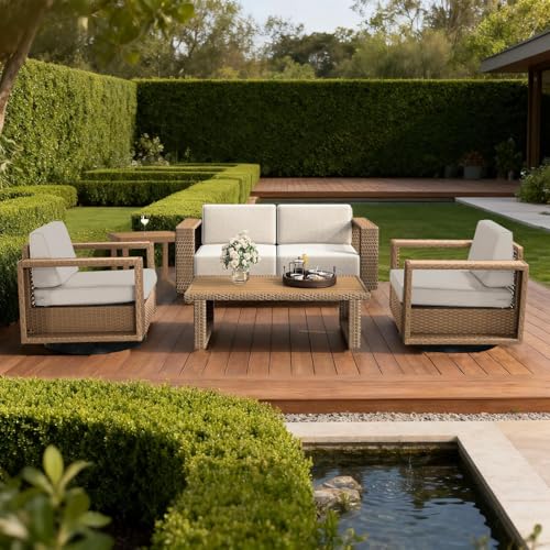 XTWEEX 6-Piece Outdoor Patio Furniture Set, Rocker...