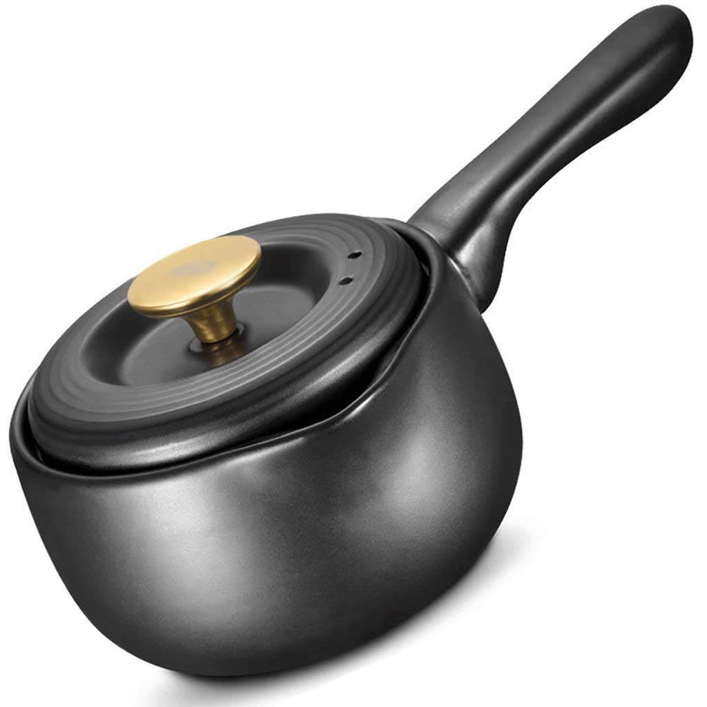 Olla cazuela sopa de olla wok pequeña de cerámica antiadherente negra para gas del hogar