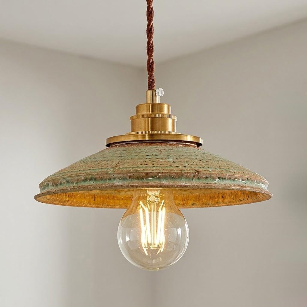 Lampy Wisząca Vintage Ceramika, Zielona Porcelana Zwis Stolik Nocny