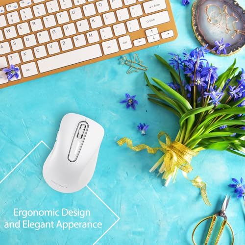 Image of memzuoix 2.4G Wireless Mouse, 1400 DPI Computer Mice with USB Receiver, Portable Wireless USB Mouse Battery Powered Cordless Mice for Laptop, PC, Desktop, 5 Buttons (White)