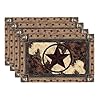 Western texas star placemats set of 4 rustic vintage country linen washable placemat brown wood panel kitchen dining heat resistant place mats desktop decor table mats 12×18 inch  urban country home decor