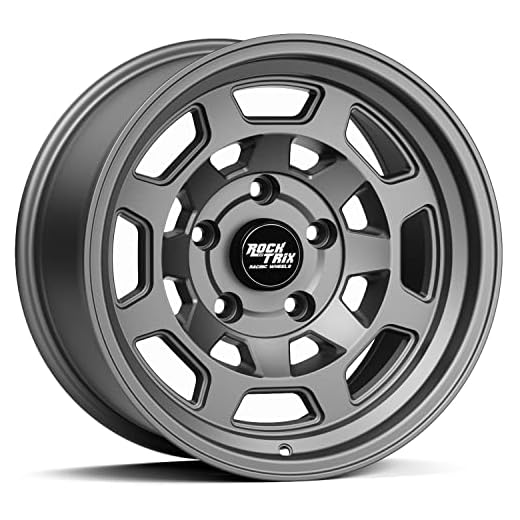 RockTrix RT117 17 inch Wheel Compatible with Jeep Wrangler JK JL 17x9 5x5 Wheels (-12mm Offset, 4.5in Backspace) 5x5 PCD, 71.5mm Bore, Gunmetal Gray Wheels, Also fits Gladiator JT Rims