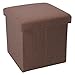 Intirilife Pouf Pliable 38x38x38 cm en Marron Ambre – Boîte de Rangement Décorative en Tissu Aspect Lin pour Gagner de l'espace – Tabouret Coffre Siège