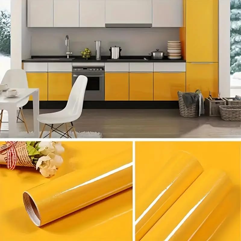 SUNBIRD Glossy Self-Adhesive Removable Wallpaper - Vinyl Contact Paper for Countertops, Cabinets, Furniture (24 x 100 Inch, Yellow Glossy Wallpaper) (B0CVF5HR44) Amazon Price History, Amazon Price Tracker