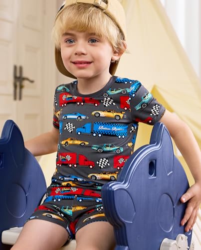 Bamboo Viscose Toddler Car Pajamas Boys Girls Kids Cool Short Summer 12M-8Y Snug fit Pjs Set 2pcs3